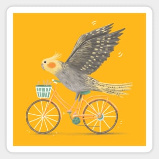 Cockatiel on a Bicycle Magnet